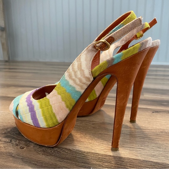 Missoni Slingback Peep Toe Pump Heels - Picture 5 of 11